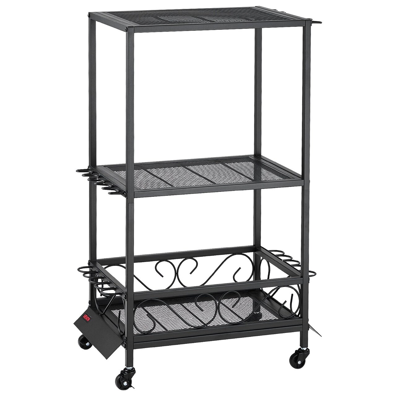Black Alloy Steel Garage Rod Holder with 10-Rod Storage & Wheels